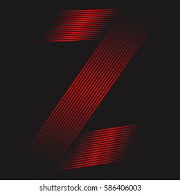 Striped red letter Z. 