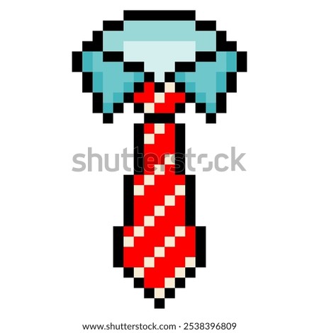 Striped red necktie collar in pixel art style