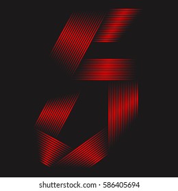Striped red number 5. 
