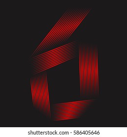 Striped red number 6. 