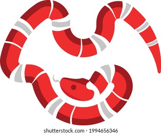 Striped red venomous snake simplistic