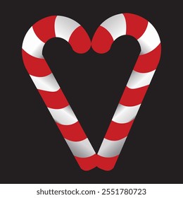 a striped red and white candy cane for a food-themed, photorealistic illustration in a PNG format, cutout, and isolated eps10