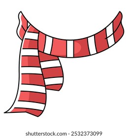 Striped red and white Christmas scarf illustration, Vector