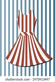 Striped red and white dress stripe blue background
