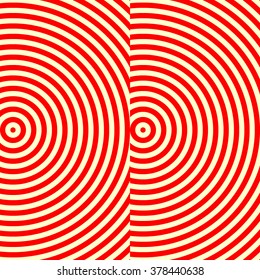 Striped red white pattern. Abstract repeat round waves texture background. Vector illustration 