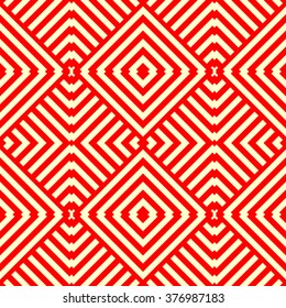 Striped red white seamless pattern. Abstract repeat angular lines texture background. Vector illustration