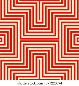 Striped red white seamless pattern. Abstract repeat angular lines texture background. Vector illustration