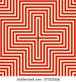 Striped red white seamless pattern. Abstract repeat angular lines texture background. Vector illustration