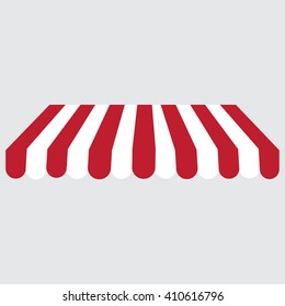 Striped Red And White Shop,store Window Awning Vector Icon. Striped Awning, Canopy