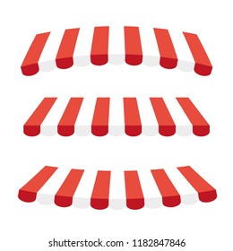 Striped red and white sunshade for shops, cafes and street restaurants