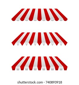 Striped red and white tent. Vector illustration