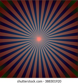 Striped retro background with radiating rays. Burst vector background, retro background design.