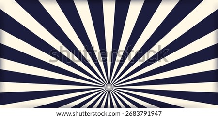 Striped retro circus banner with empty central space for headline. Ideal for poster templates, event flyers or festive carnival announcements. Vector illustration dark blue beige colors