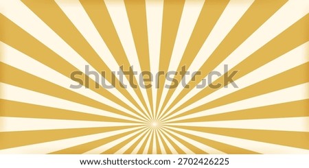 Striped retro circus banner empty central space for headline. Vintage design for poster template, magic show, theatre, attractions, carnival events. Horizontal vector illustration yellow beige colors