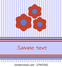 Striped retro flower card template
