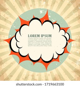 Striped retro poster design with speech bubble