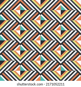 Striped rhombuses in the form of repeating tiles. Colored modern rhombuses for prints and interior decoration, pillows, various items, gift wrapping.