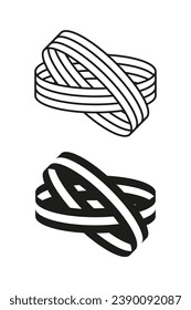 Striped ribbon ring. Template for postcards,banners,posters. 3d graphic element 