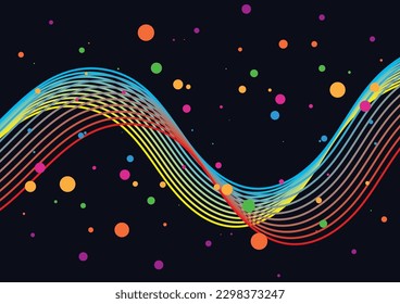 cinta de rayas con puntos de esfera tecnología astrología ciencia de la tecnología de 1980 fondo de tema para la plantilla de sitio web de publicidad plantilla, portada de diseño de etiquetas de portada para vectores.