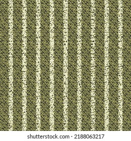 Striped sackcloth background. Rustic cotton fabric texture. Khaki jute carpet with white stripes and black flecks. Abstract vector.