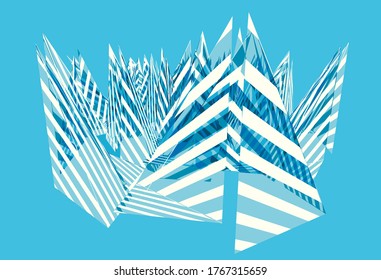 Striped Sailboats on Blue. Abstract vector background for use in design.