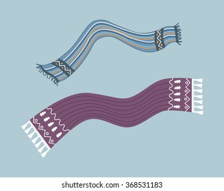 Striped Scarf Isolated Icon. Vector Illustration