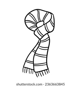 Striped Scarf, winter clothing. Doodle vector sketch