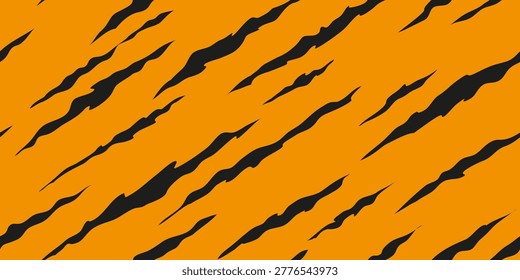 Striped scratches tiger skin pattern. Tropical wild animal skin texture for print, fabric, textile, wrapping paper, background, wallpaper.