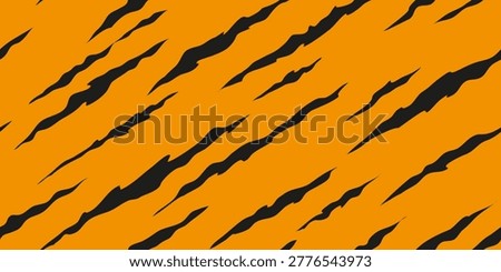 Striped scratches tiger skin pattern. Tropical wild animal skin texture for print, fabric, textile, wrapping paper, background, wallpaper.