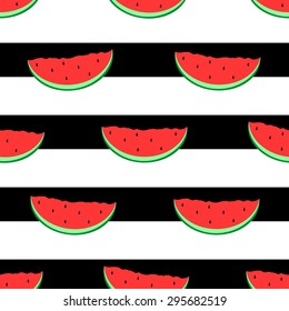 Striped seamless background with watermelons