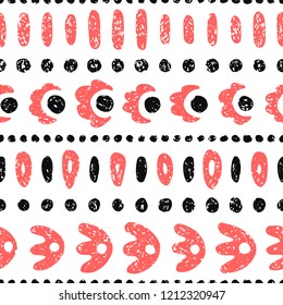 Striped seamless ethnic pattern. Vintage print for textiles, grunge texture. Vector illustration.