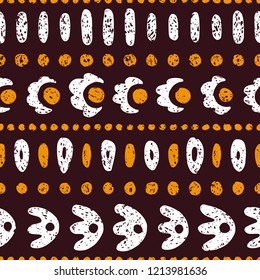 Striped seamless ethnic pattern. Vintage print for textiles, grunge texture. Vector illustration.