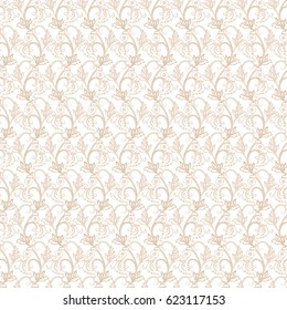Striped seamless floral background. Vintage Wallpaper vector Illustration