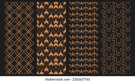 gestreifte nahtlose geometrische Muster, Abstrakte geometrische Struktur. Stilvoller Hintergrund in goldener Farbe.