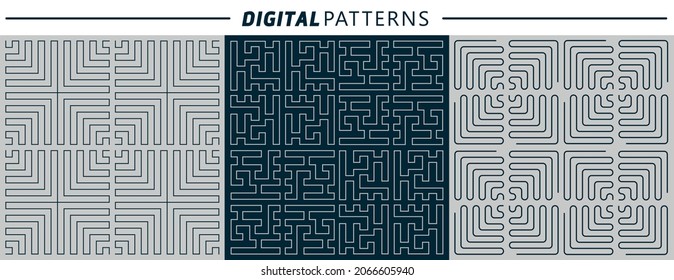 Striped Seamless Geometric Patterns Digital Background