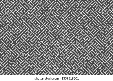 Striped seamless geomitrical pattern. Stylish monochrome trellis. Sacred geometry background. Square grid. Maze.