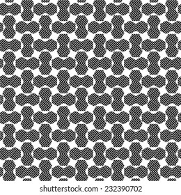 Striped seamless hexagon in the pattern. Black white background.