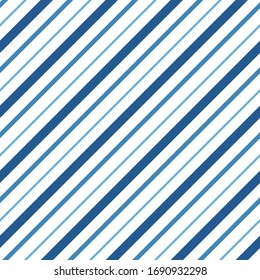 Striped seamless pattern. Abstract background elegant monotone blue stripes, lines. Vector illustration. Diagonal repeating texture. Modern ornament in stripe. Design paper, wallpaper, textile, cover.