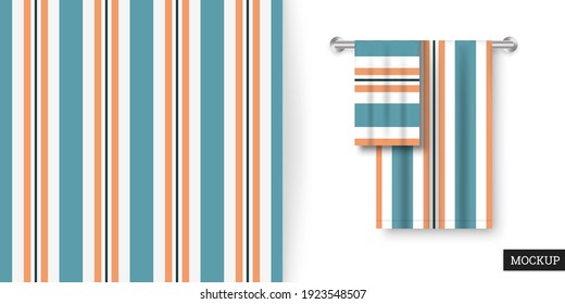 Striped seamless pattern. Abstract background with colorful lines. Vector illustration vertical stripes. Repeating texture. Ornament in stripe. Design paper, wallpaper, textile, fabric. Mockup.