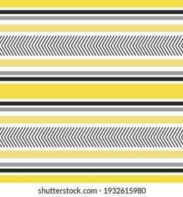 Striped seamless pattern. Abstract background with elegant yellow, gray lines. Vector illustration horizontal stripes. Repeating texture. Ornament in stripe. Design paper, wallpaper, textile, fabric.