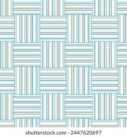 Striped seamless pattern. Abstract vertical and horizontal lines background. Blue and orange geometric lines texture.
