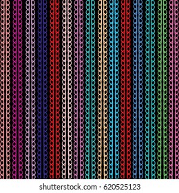 Striped seamless pattern. Black background wallpaper with colorful vertical  lace stripes. Abstract vector texture for prints, fabric, textile.