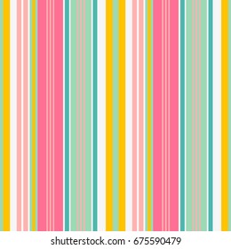 Striped seamless pattern. Colorful bold line vector background. Cheerful colors with fun stripes for summer