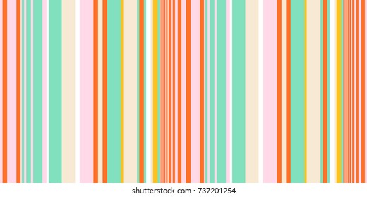 Striped seamless pattern. Colorful line vector background. Cheerful vintage colors with fun bold and thin stripes