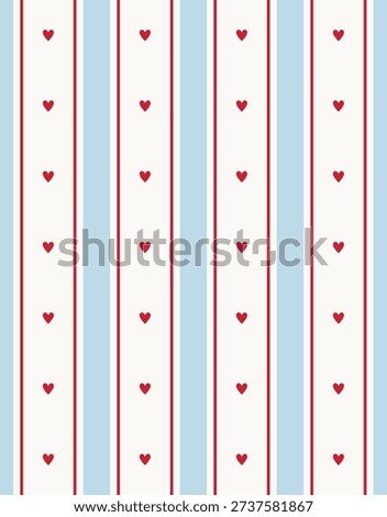 Striped seamless pattern design with tiny hearts. Vector illustration.