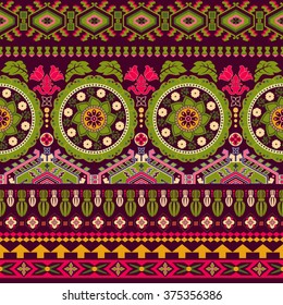 Striped seamless pattern. Ethnic tribal border. Boho folk Navajo frames. 