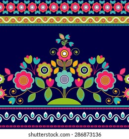 Striped seamless pattern. Floral wallpaper, decorative border