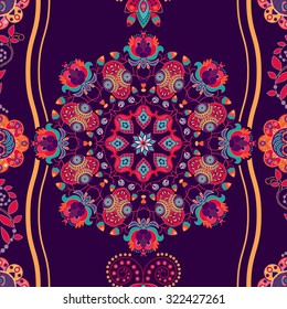 Striped seamless pattern. Floral wallpaper