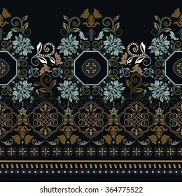 Striped seamless pattern. Floral wallpaper
