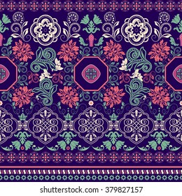 Striped seamless pattern. Floral wallpaper